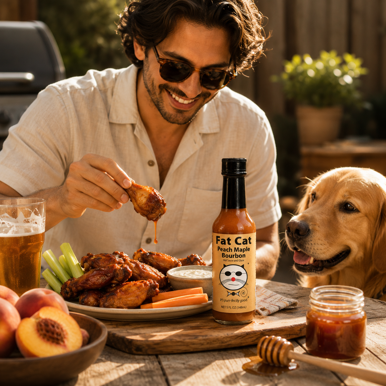 Peach Maple Bourbon Hot Sauce and Glaze
